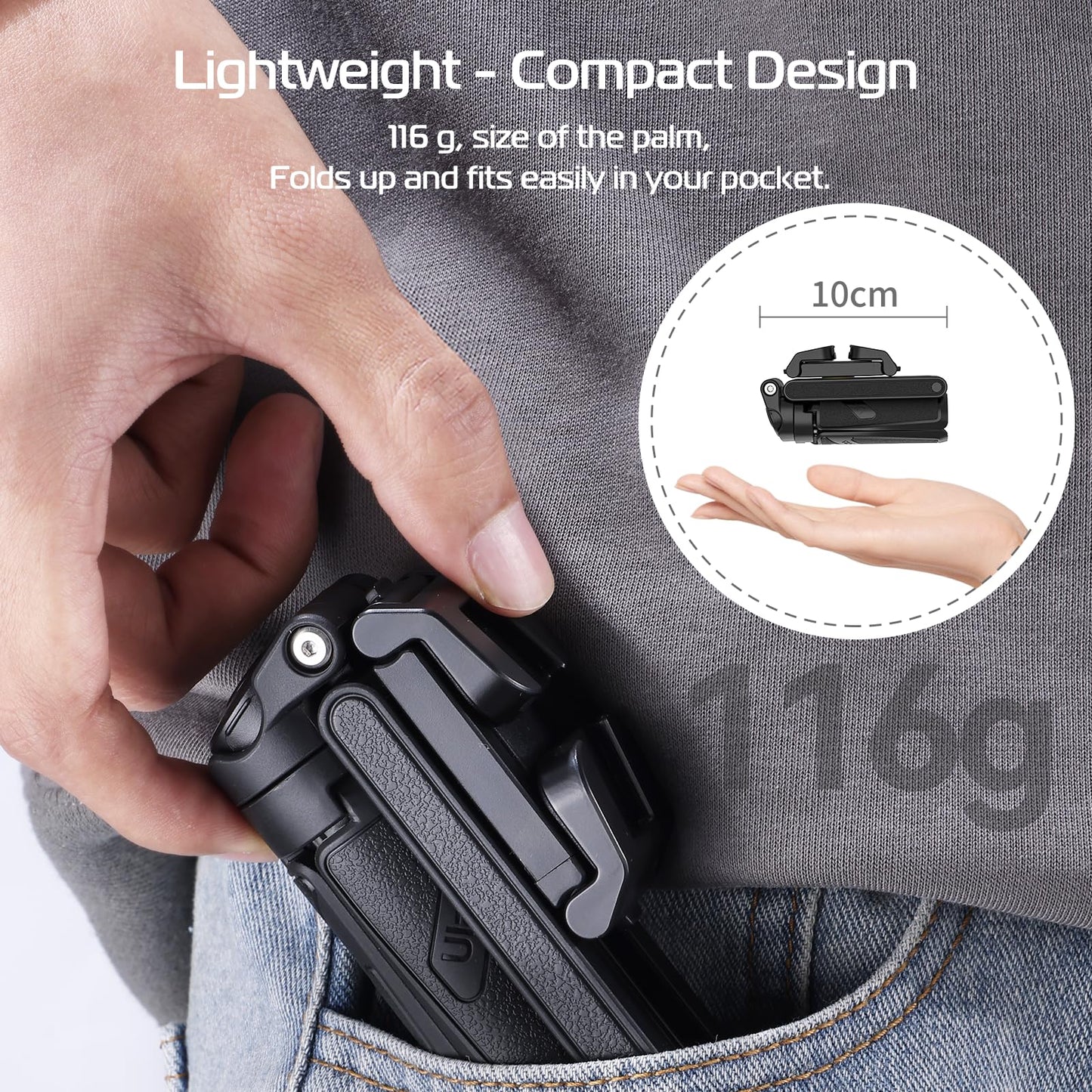 Extendable Grip Phone Tripod with Detachable Remote (Pocket Size)