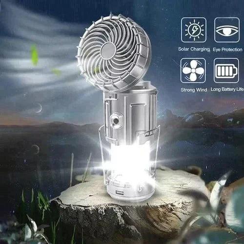 🔥🎁Hot Sale 50% OFF🎁🔥Portable Solar Powered Camping Lantern with Fan for Outdoor