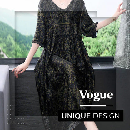 Half-sleeve fashionable loose retro elegant A-line long dress