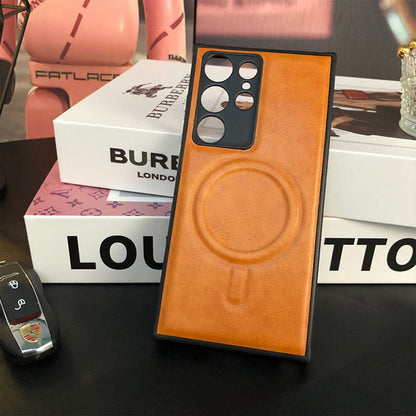 High-End All-Inclusive Magnetic Wireless Charging Leather Anti-Fall Phone Case For Samsung Galaxy