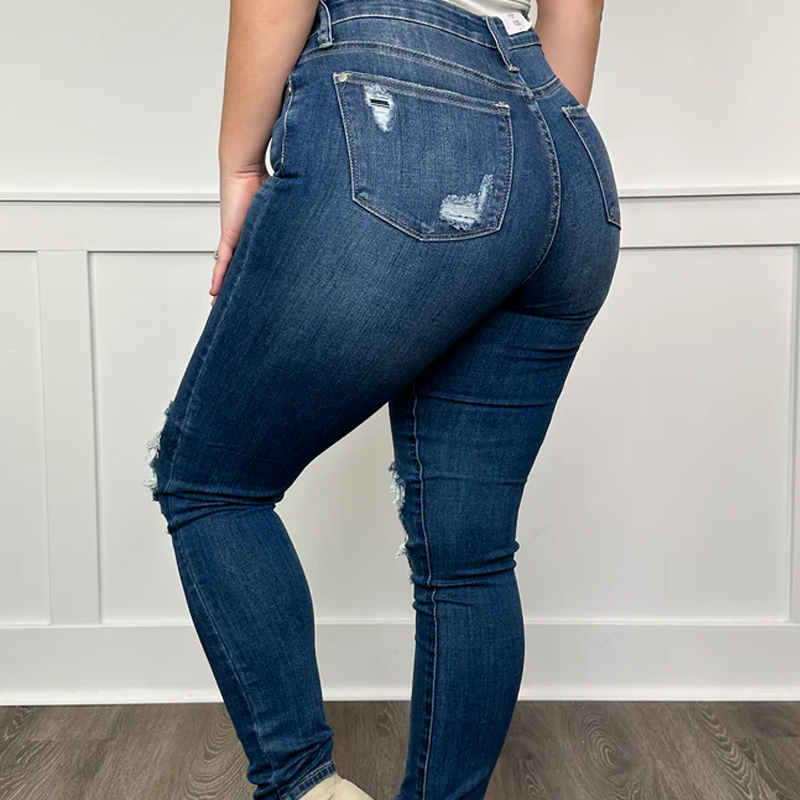 Women's High-Waisted Cutout Denim Jeans
