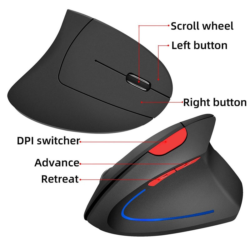🖱️✨Wireless USB Rechargeable Ergonomic Vertical Optical Mouse